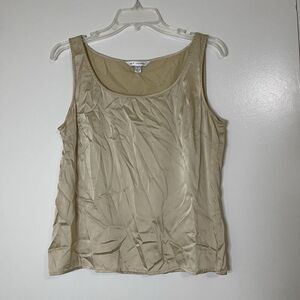 ST. JOHN golden beige silk shell round neck tank top size medium
